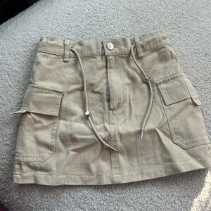 Beige Cargo Mini Skirt